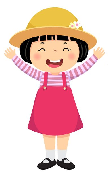 Girl with open arms wearing a hat and pink dress.