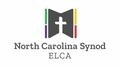Logo of North Carolina Synod, ELCA: gray book with white cross, green, purple, yellow, and red accents.