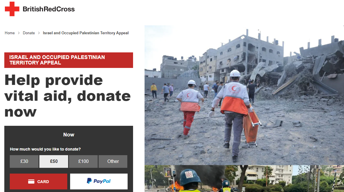 Image of the British Red Cross website's homepage.
