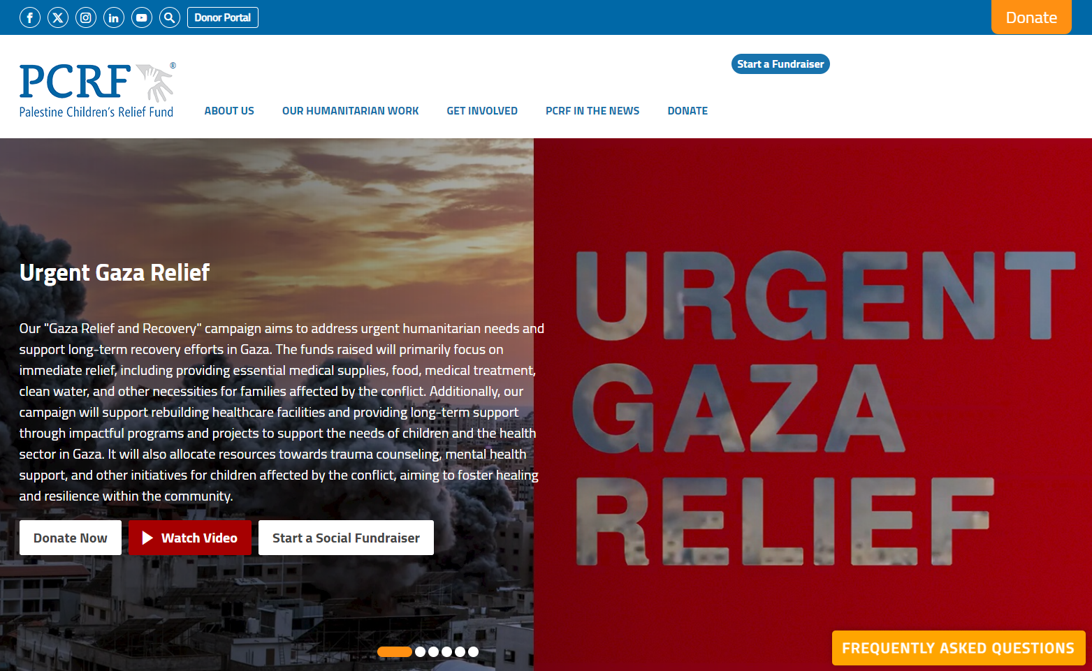 Image of the PCRF website's homepage.