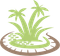 A drawing of a small island with palm trees on it