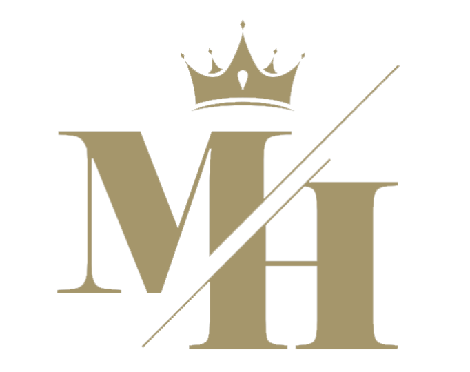 Golden logo: crown above