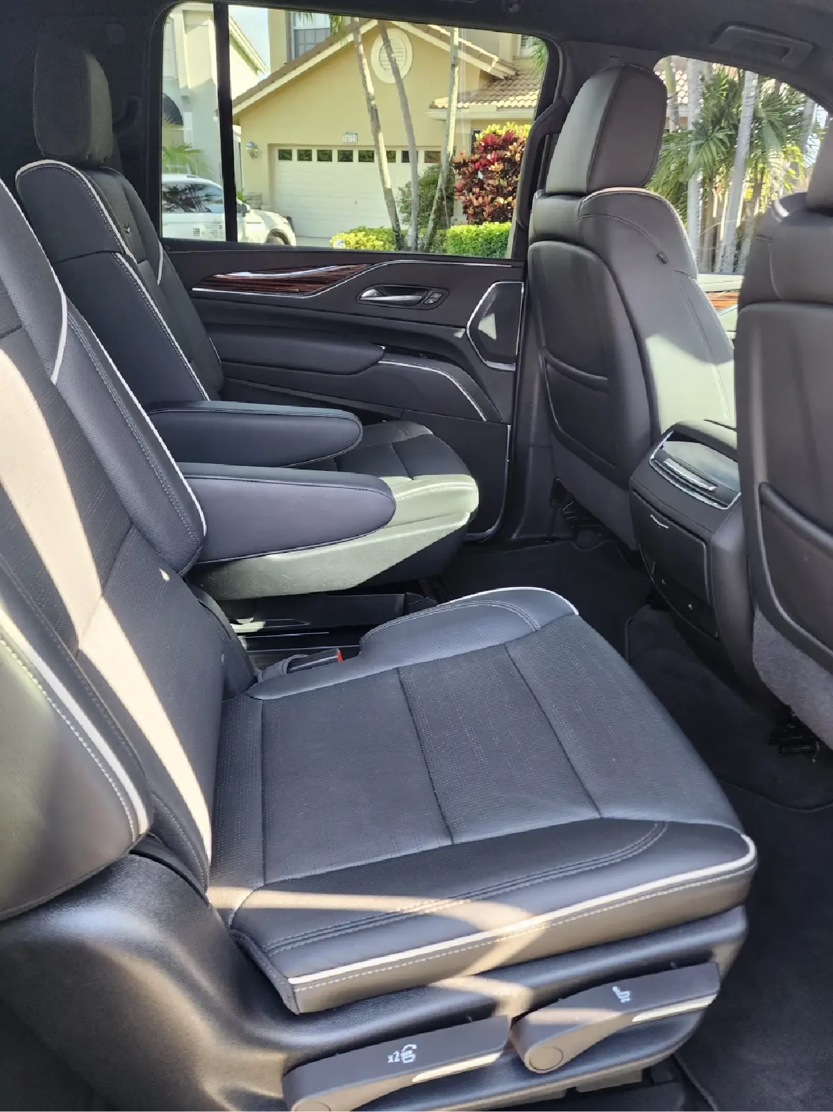 The seats in the back of a car are very comfortable.