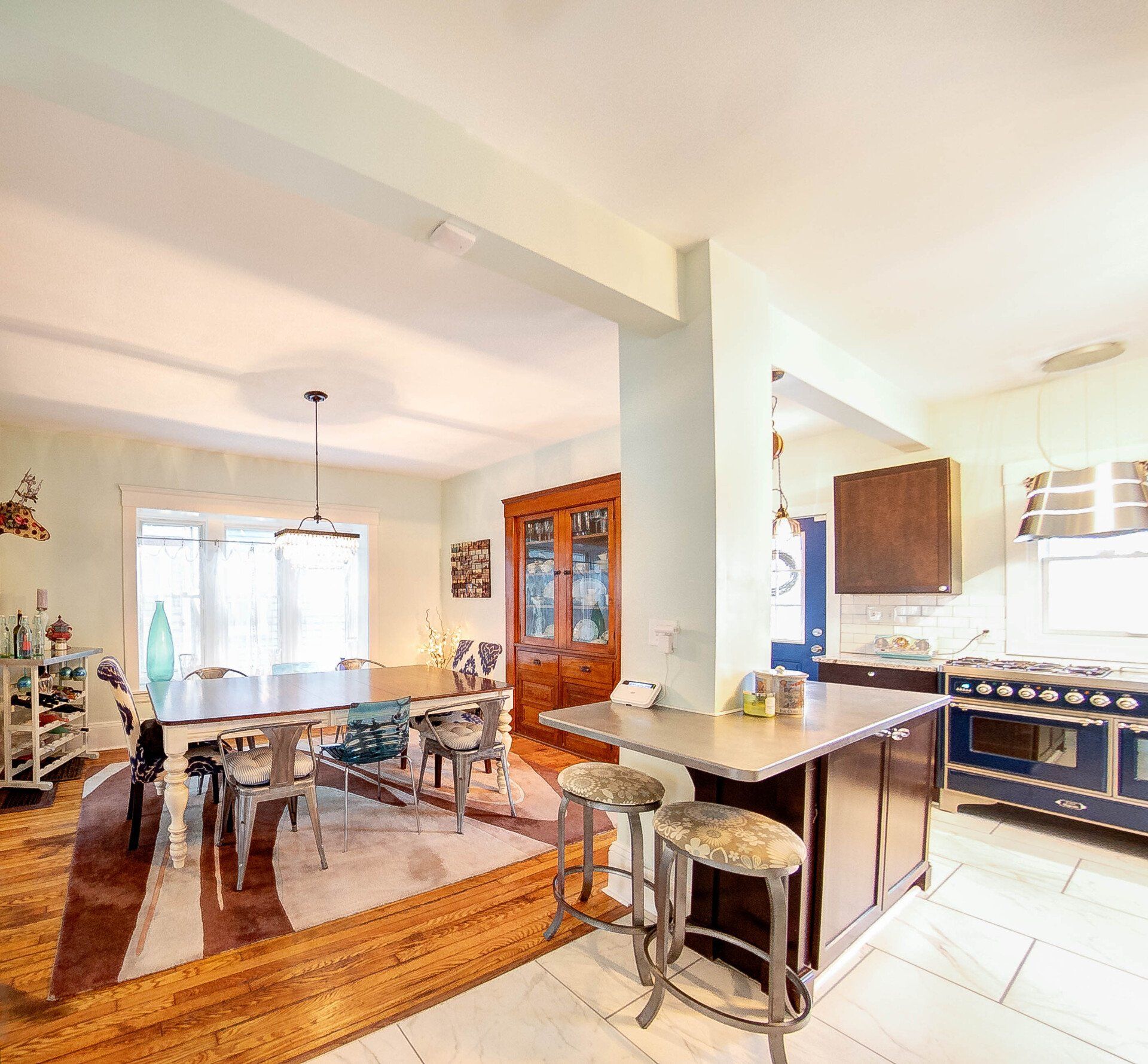 Modern Kitchen With Victorian Style Dining Room