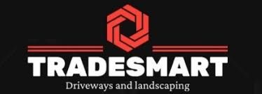 Tradesmart logo with a red geometric shape and text on a black background. 