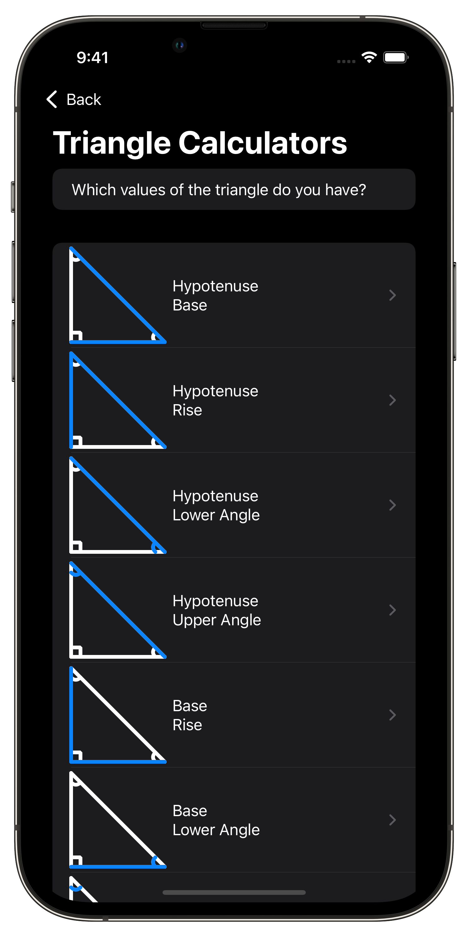 Screenshot of Chippy Tools Triangle Calculator