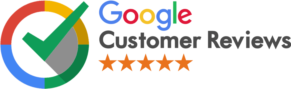 Google Customer Reviews logo with a checkmark and five stars.