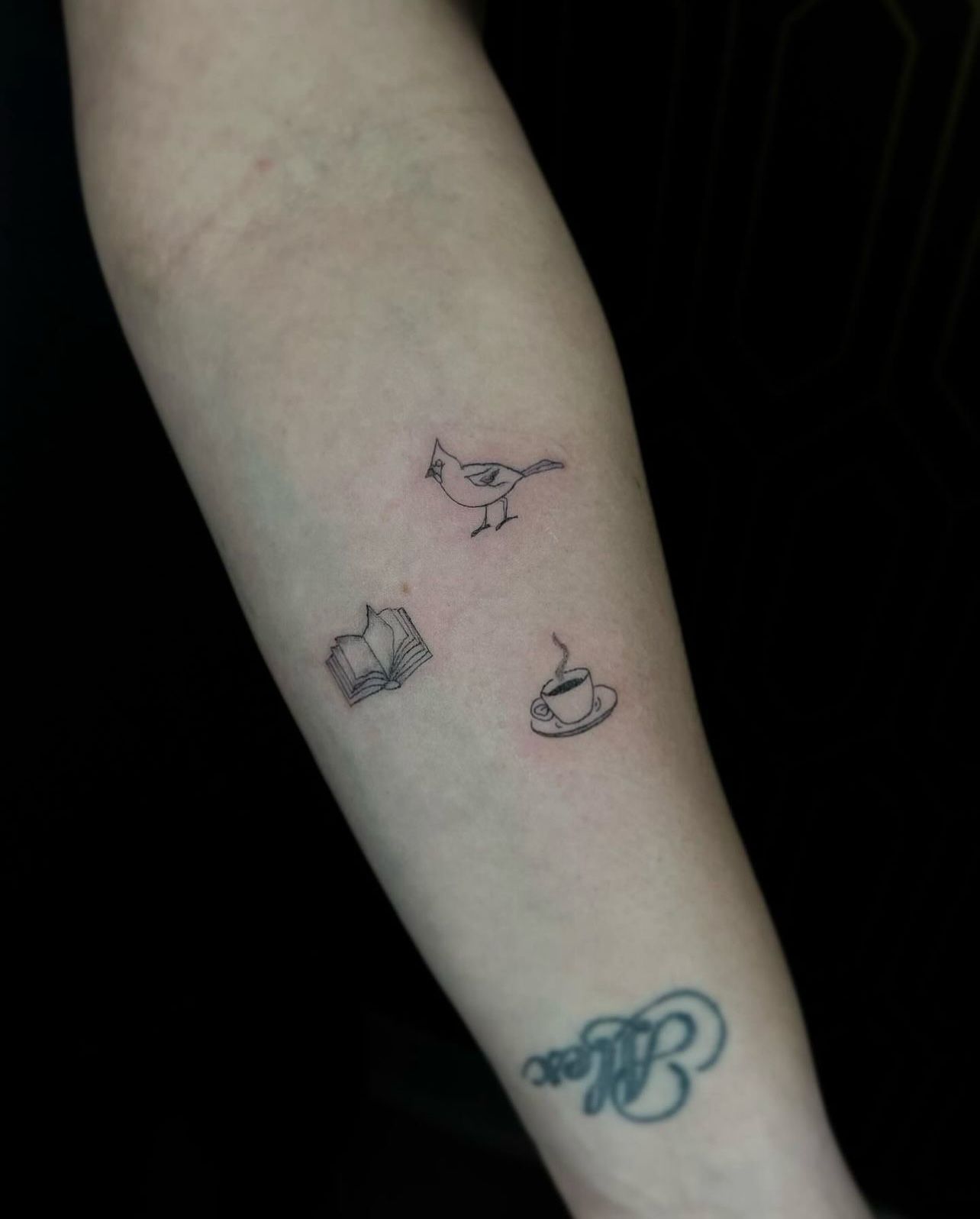 Paulina Ferreira fine line tattoos forearm