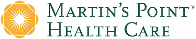 A logo for martin 's point health care with a sun in the middle