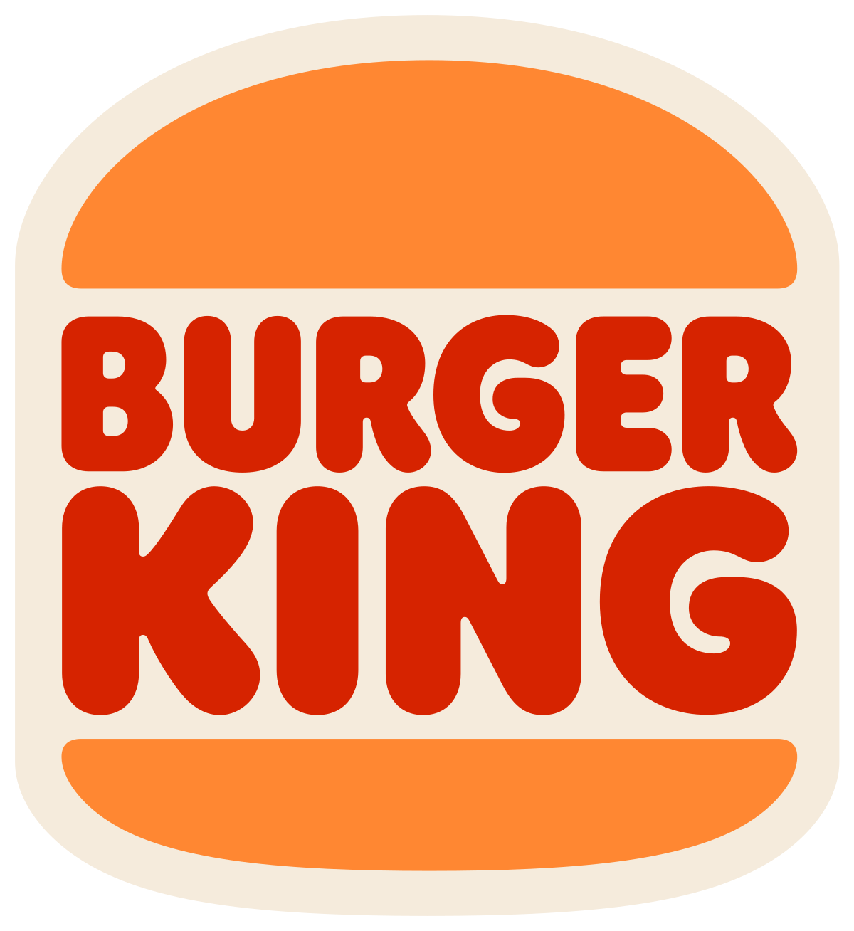 A burger king logo that is orange and white