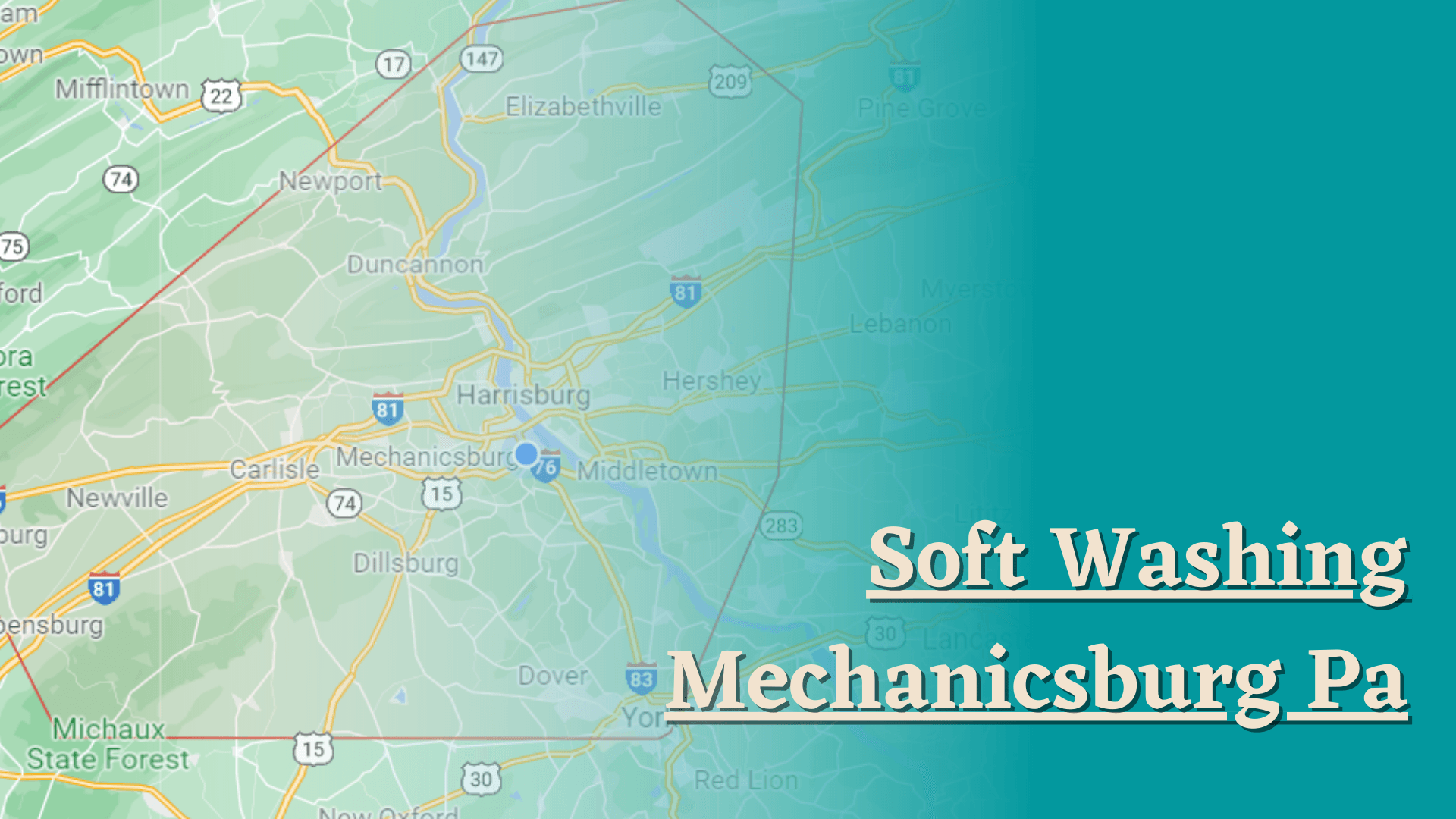 A map of soft washing in mechanicsburg pa
