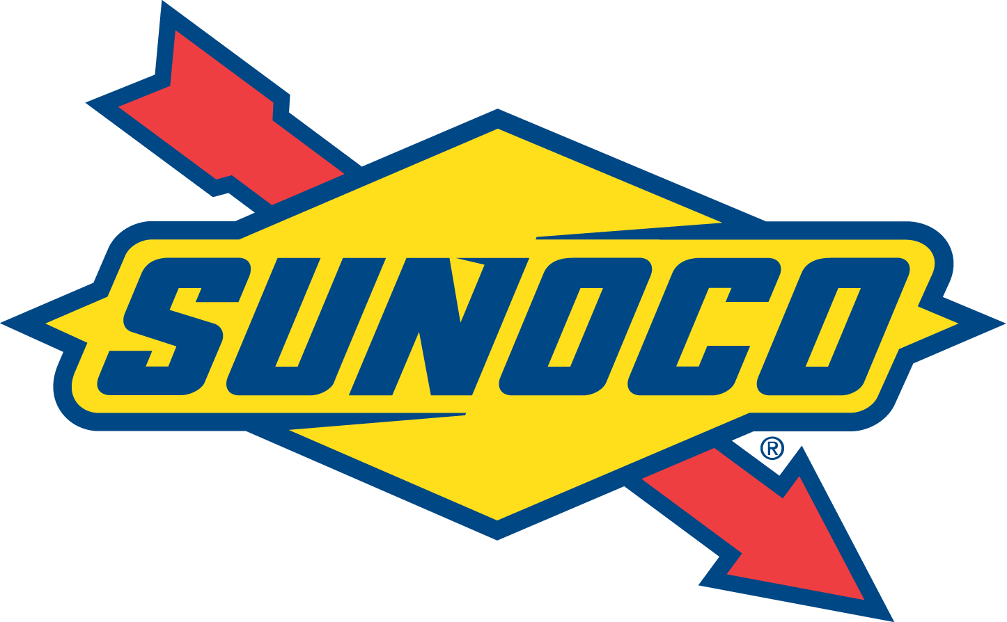 A sunoco logo with two arrows pointing in opposite directions