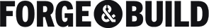 A black and white logo for forge & build