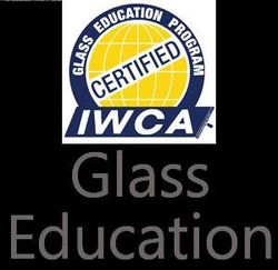 A logo for a certified glass education program