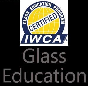 A logo for a certified glass education program