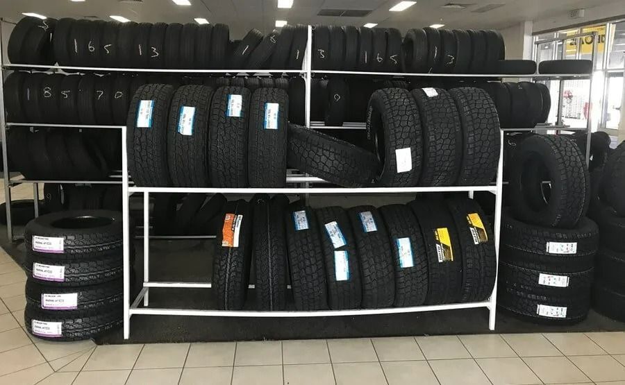 A Store Filled with Lots of Tires on Display — Petersen's Second Hand & New Tyres in Currajong, QLD