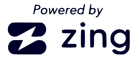 A logo for a company that is powered by zing.