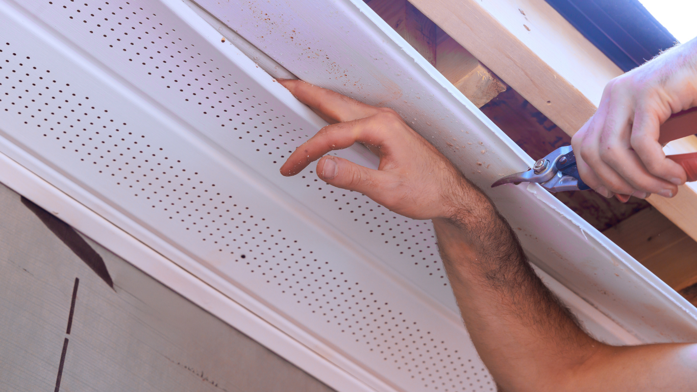 Exterior siding repair and window caulking.