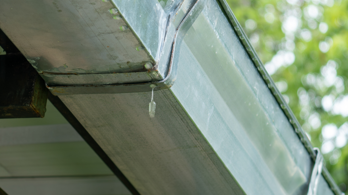 Gutter cleaning, downspout repair, and fascia sealing.