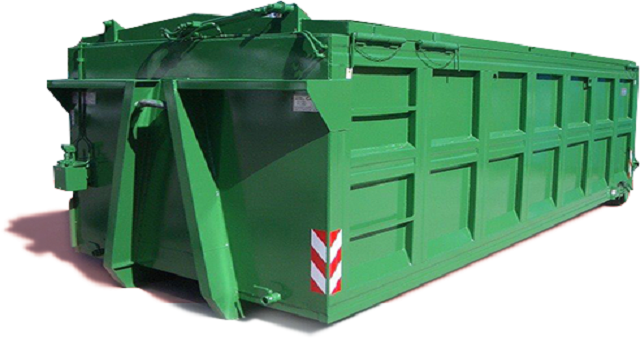 Un cassonetto verde con la lettera e sopra