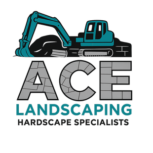 A logo for ace landscaping hardscape specialists