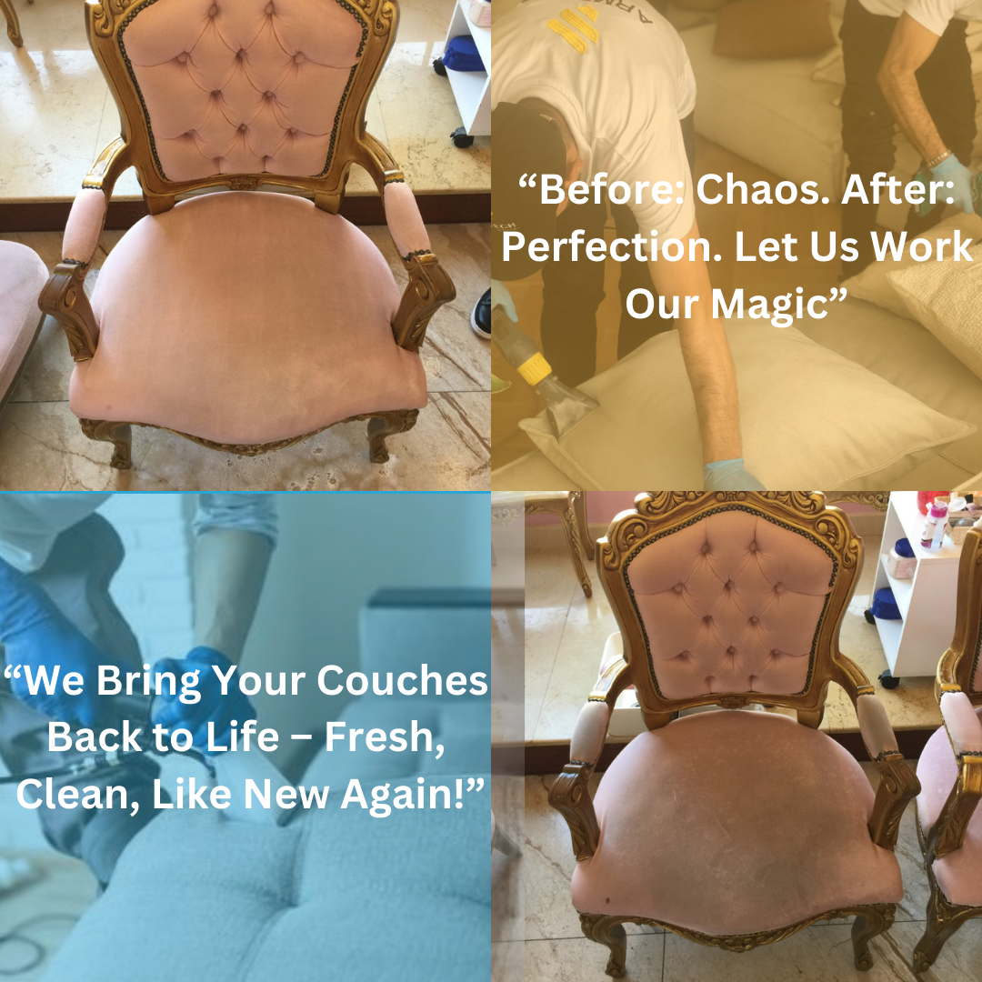 A before and after picture of a chair with the words 