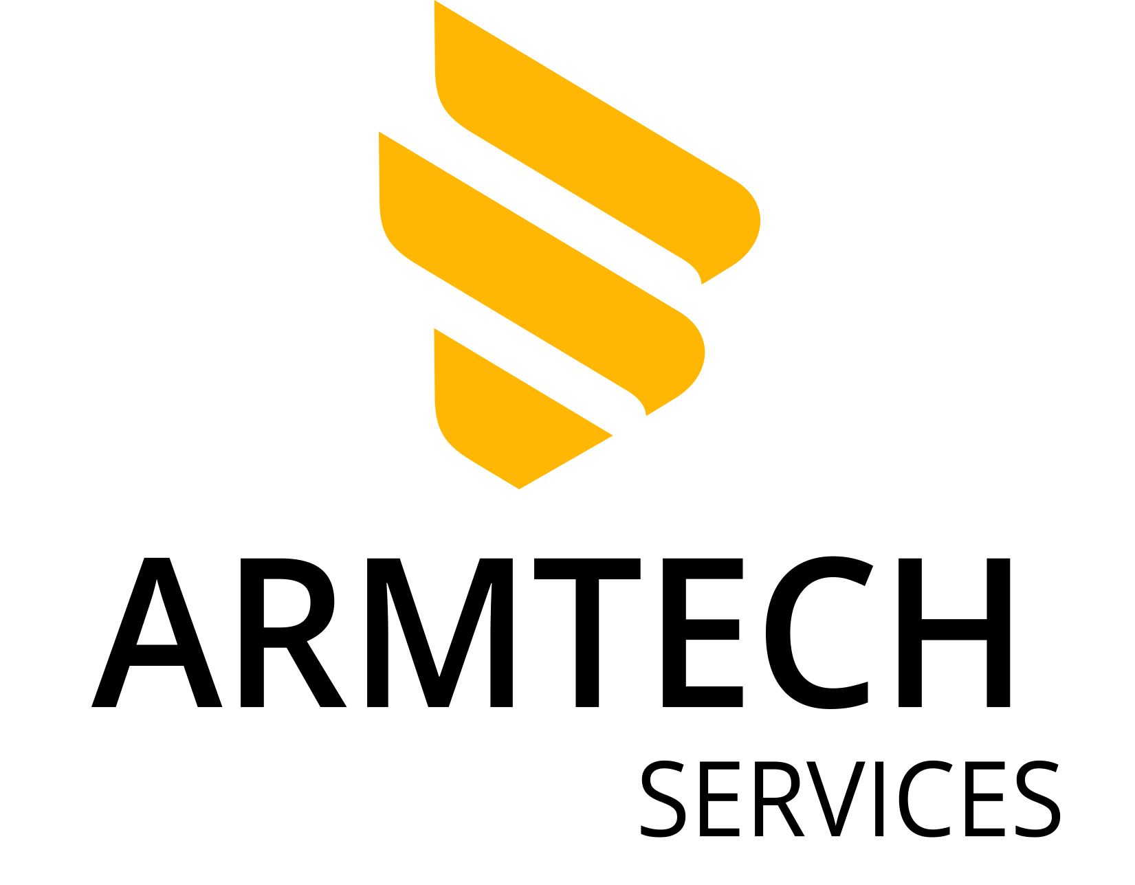 A yellow and black logo for armtech services