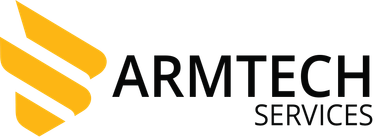 A yellow and black logo for armtech services