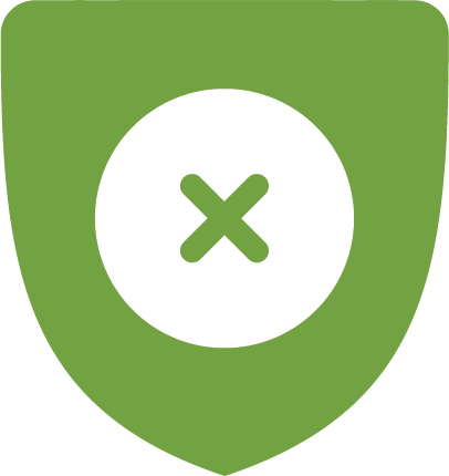 A green shield with a white cross in the middle.