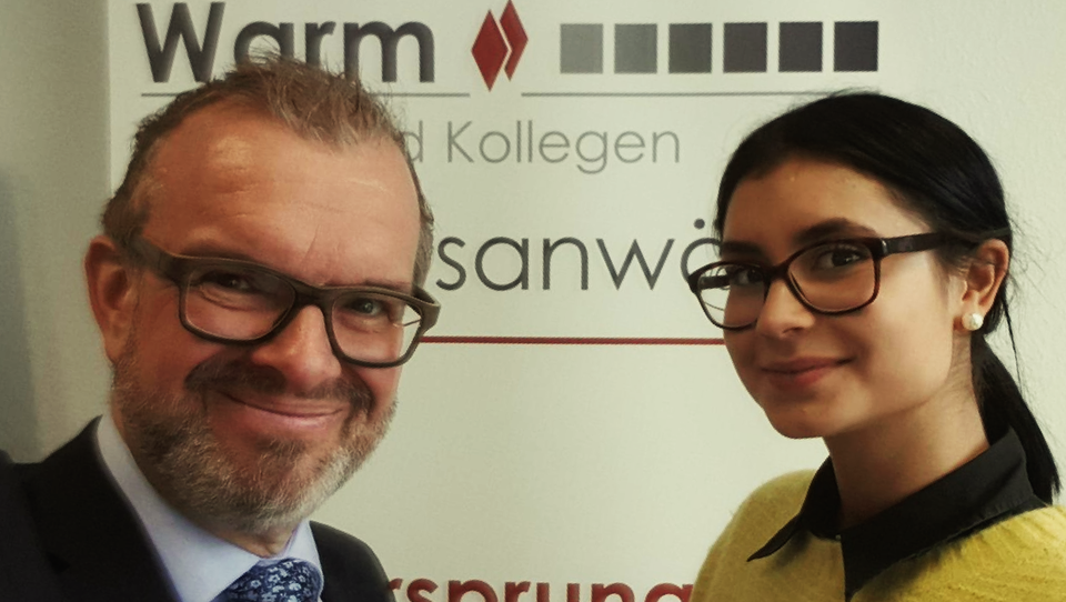 Rechtsanwalt Warm, Paderborn mit Rechtspraktikantin Rogal