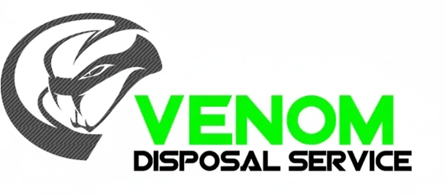 Logo for Venom Disposal Service: snake head, green 