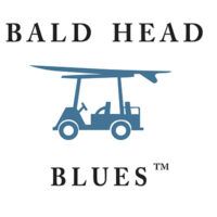 Logo: Blue golf cart with surfboard on top;