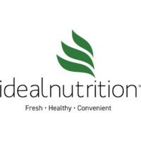 Logo for Ideal Nutrition with a green leaf design and the words