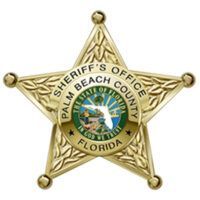 Palm Beach County Sheriff's Office star badge with gold finish, state seal in center.