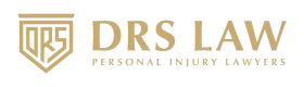 Logo of DRS Law, personal injury lawyers. Gold shield logo with DRS inside, gold text.