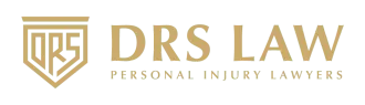 Logo of DRS Law, personal injury lawyers. Gold shield logo with DRS inside, gold text.