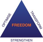 Your Journey 2 Freedom triangle - Strengthen - Optimise - Transform
