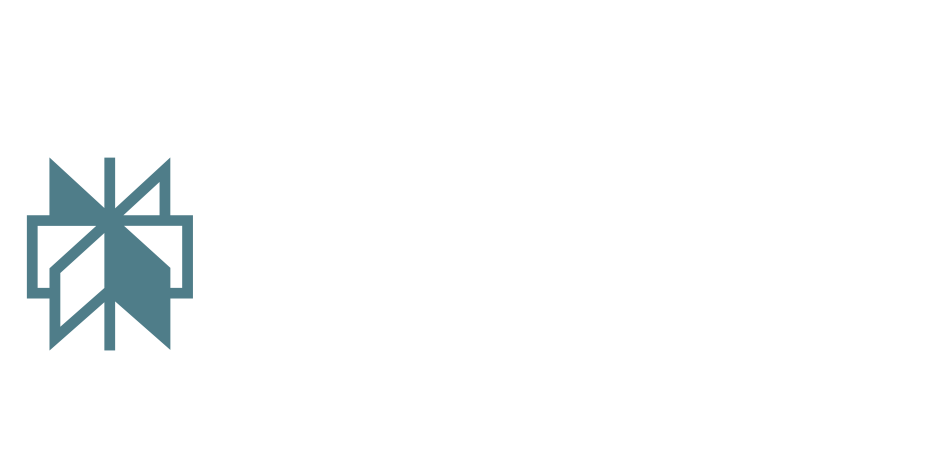 Teal geometric logo with a star-like shape.