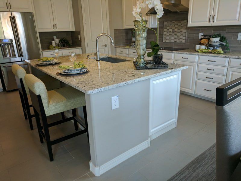 kitchen with island and table
