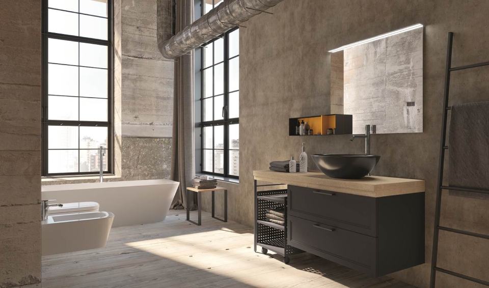 bagno con luce in pietra