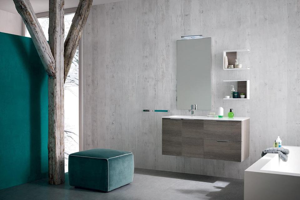 bagno con pouf blu
