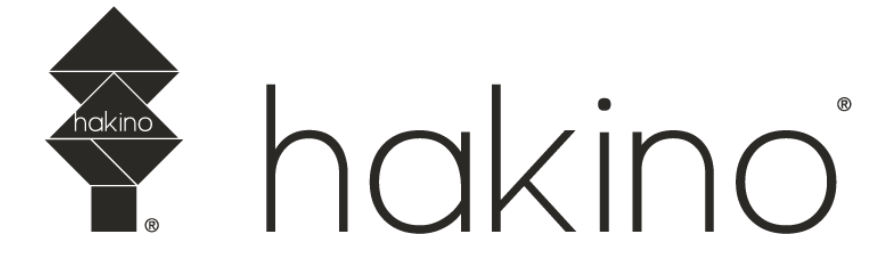 Un logo noir et blanc pour hakino sur fond blanc