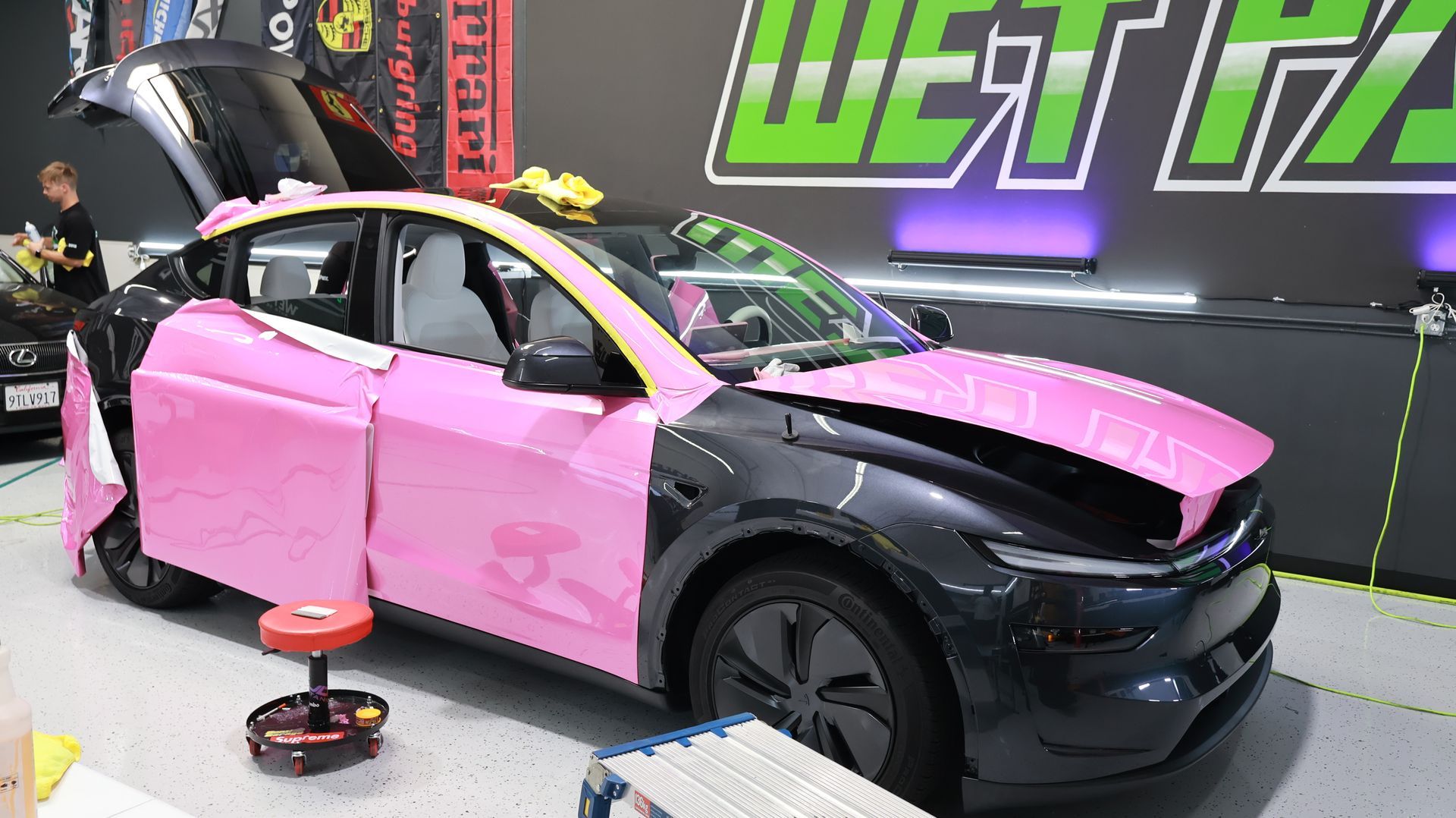 Color Paint Protection Film installation on Tesla Model Y