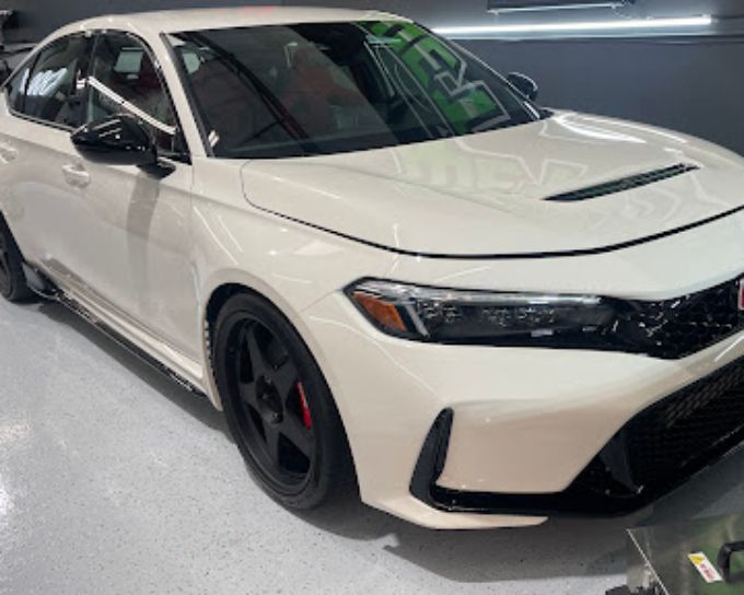 White Honda Civic Type R with a glossy ceramic coating finish in Roseville, CA