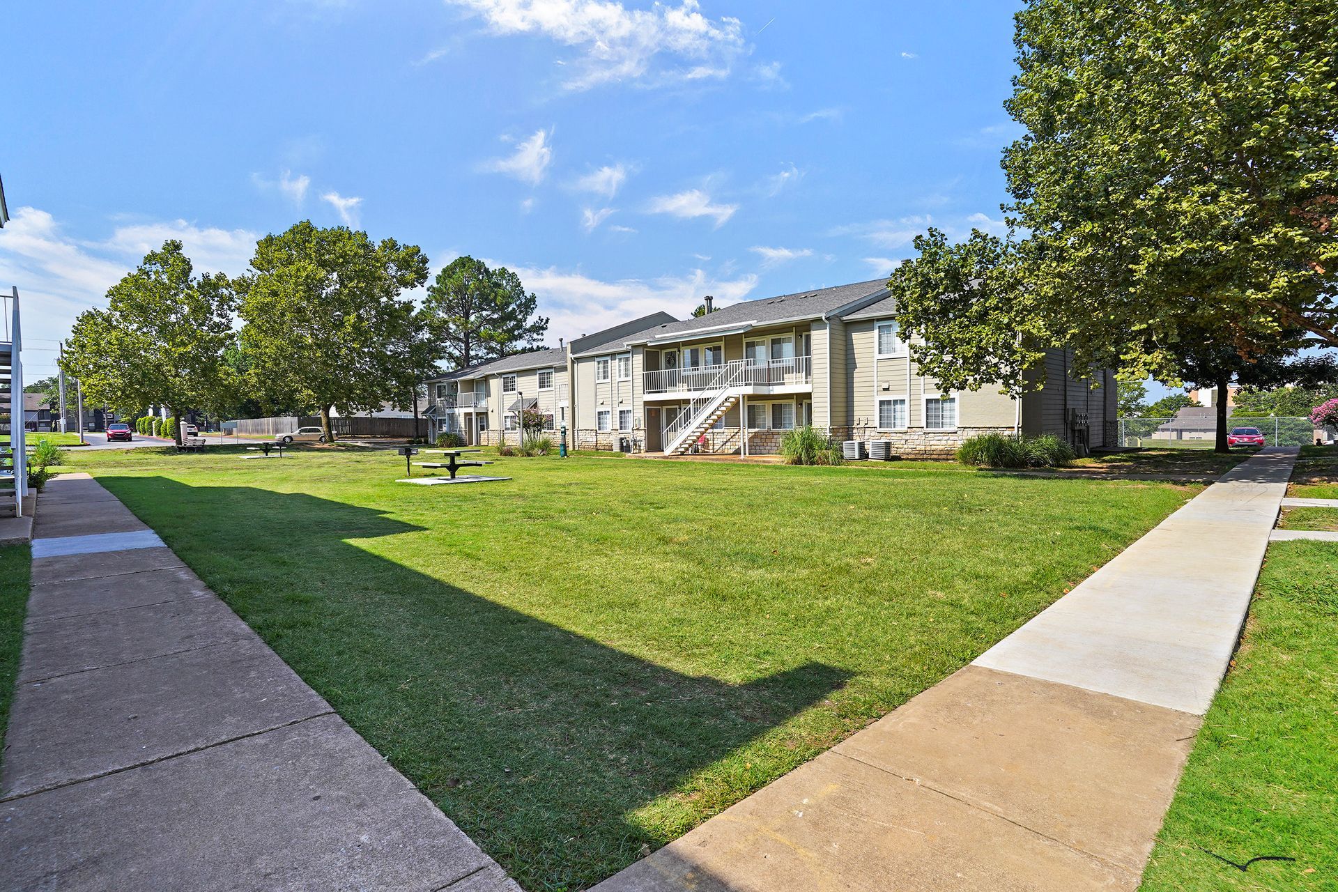 lawn walkway and building exterior