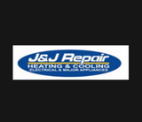 J&J Repairs logo with blue oval and white text for heating, cooling, electrical, and major appliances