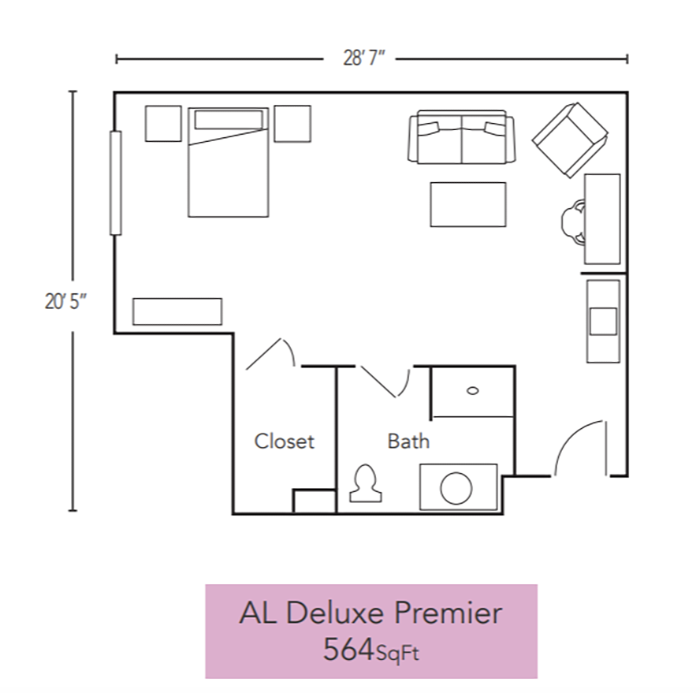 A floor plan of an al deluxe premier apartment