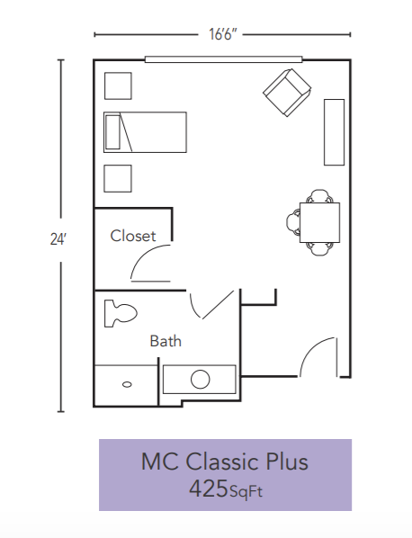 A floor plan of a mc classic plus apartment