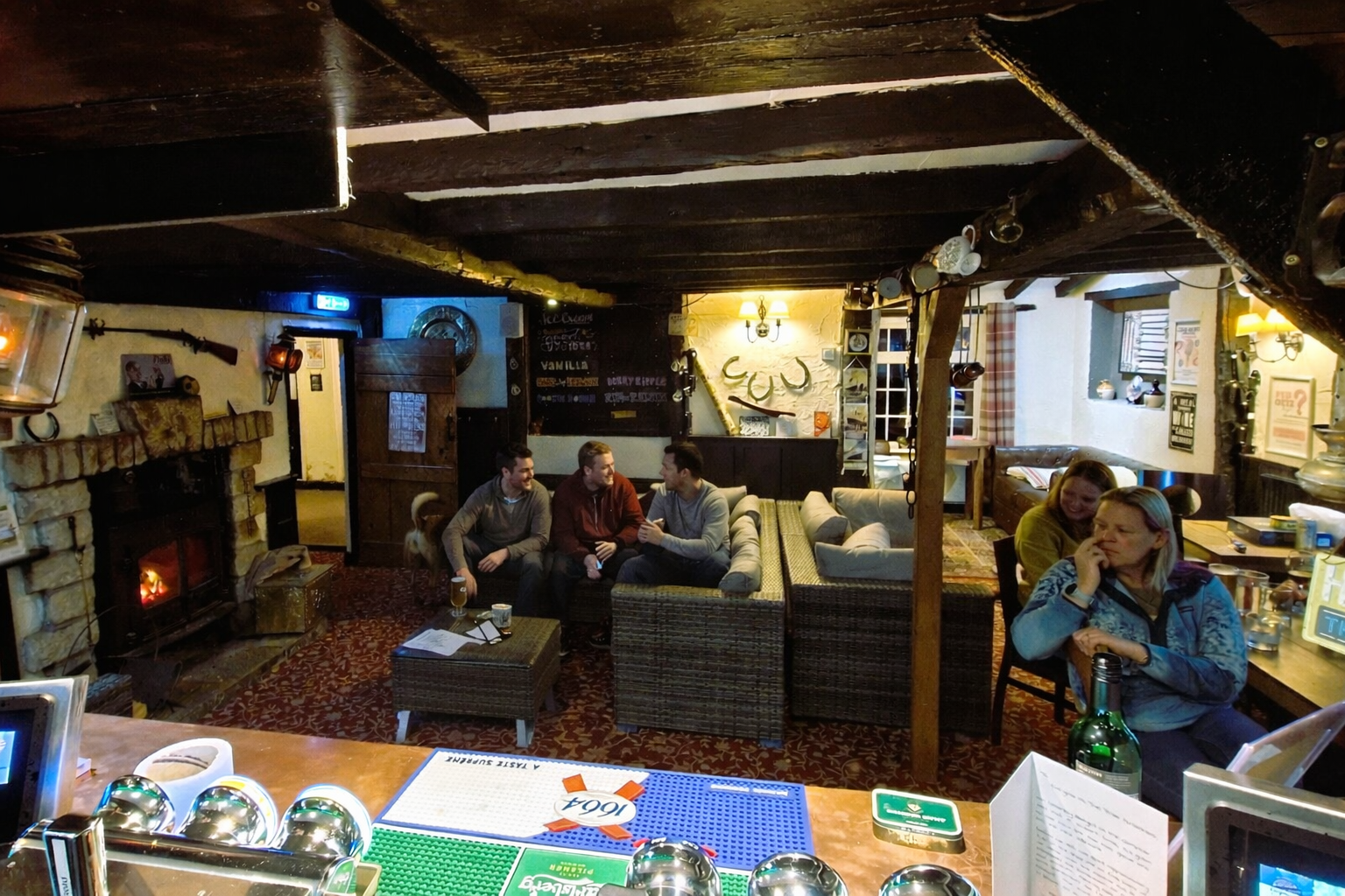 People socialising on a winter group stay