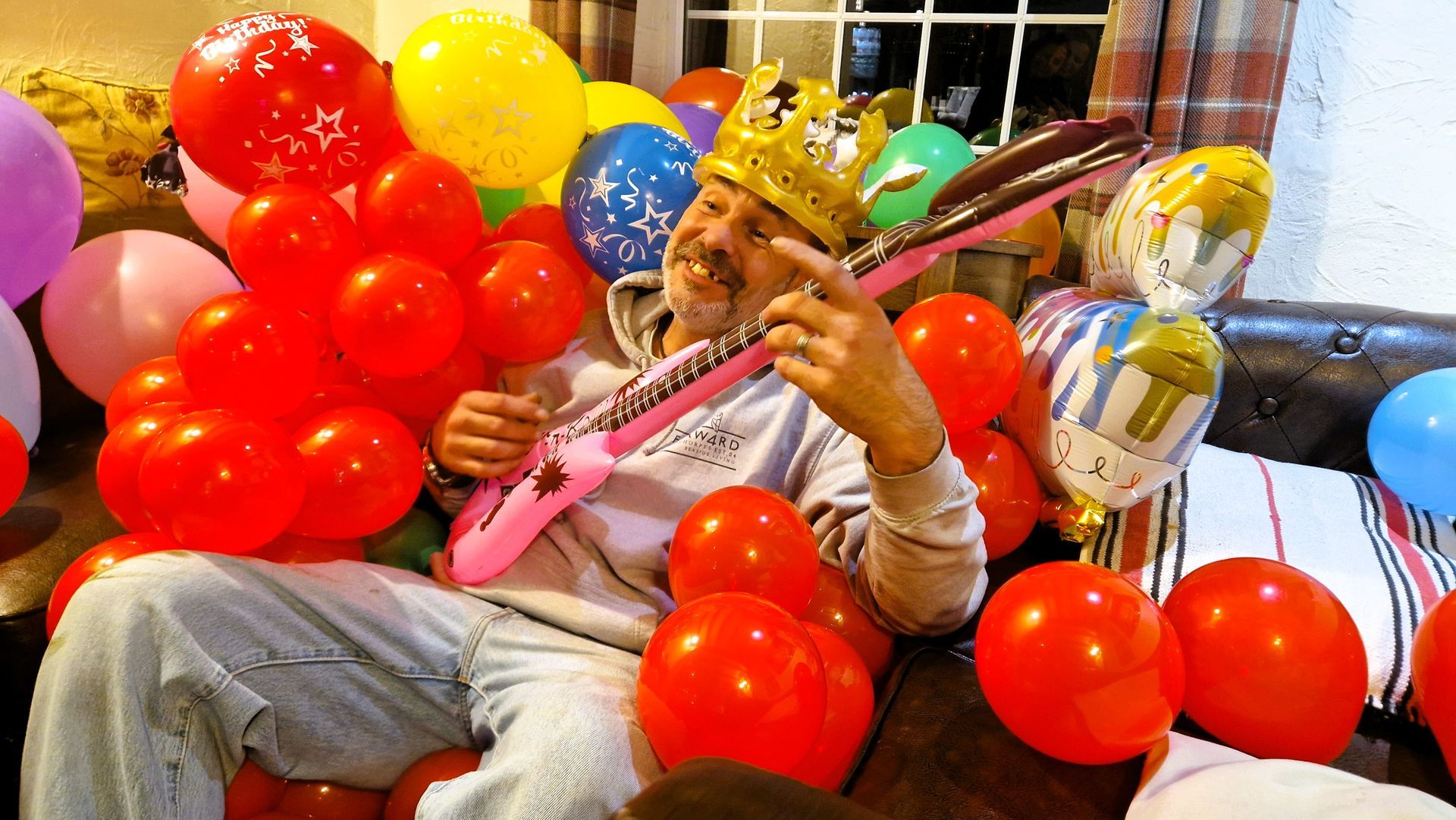 Duncan at a birthday party at the Three Horseshoes